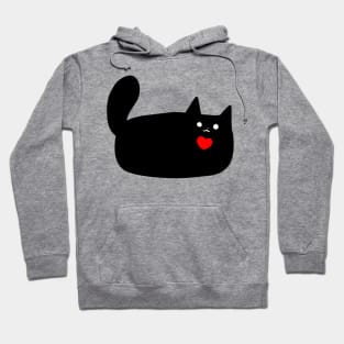 Black Cat Red Heart Hoodie